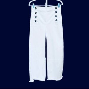 NWOT Ann Taylor Sailor Style Pants With Wide Leg And Frayed Bottom. Size 0